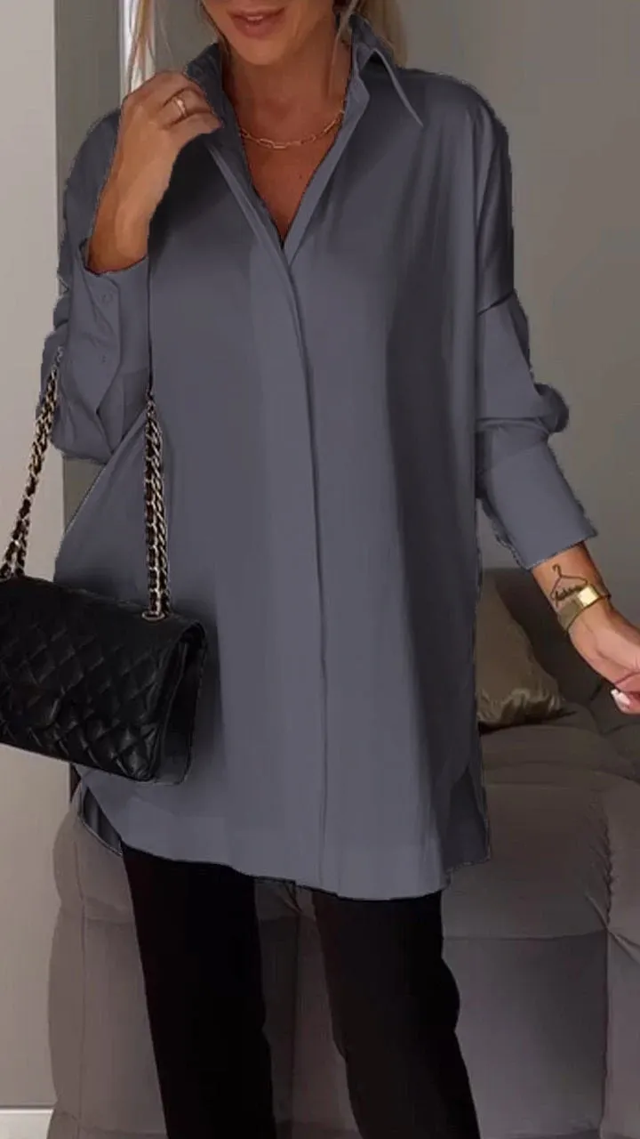Mona | Elegant Long Blouse with Reverses for Ladies