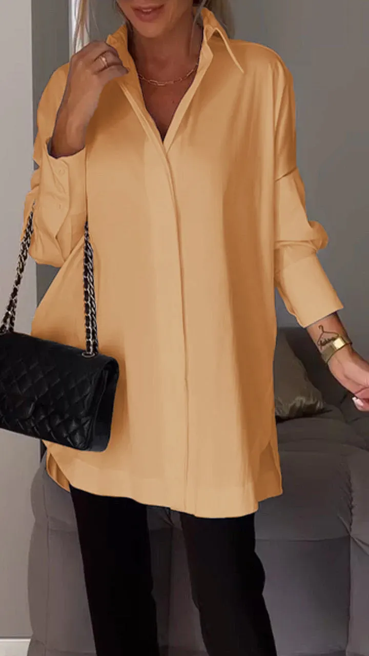 Mona | Elegant Long Blouse with Reverses for Ladies