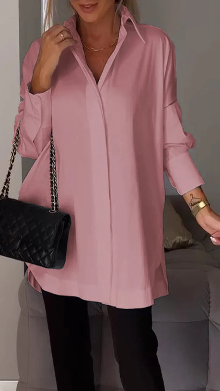 Mona | Elegant Long Blouse with Reverses for Ladies