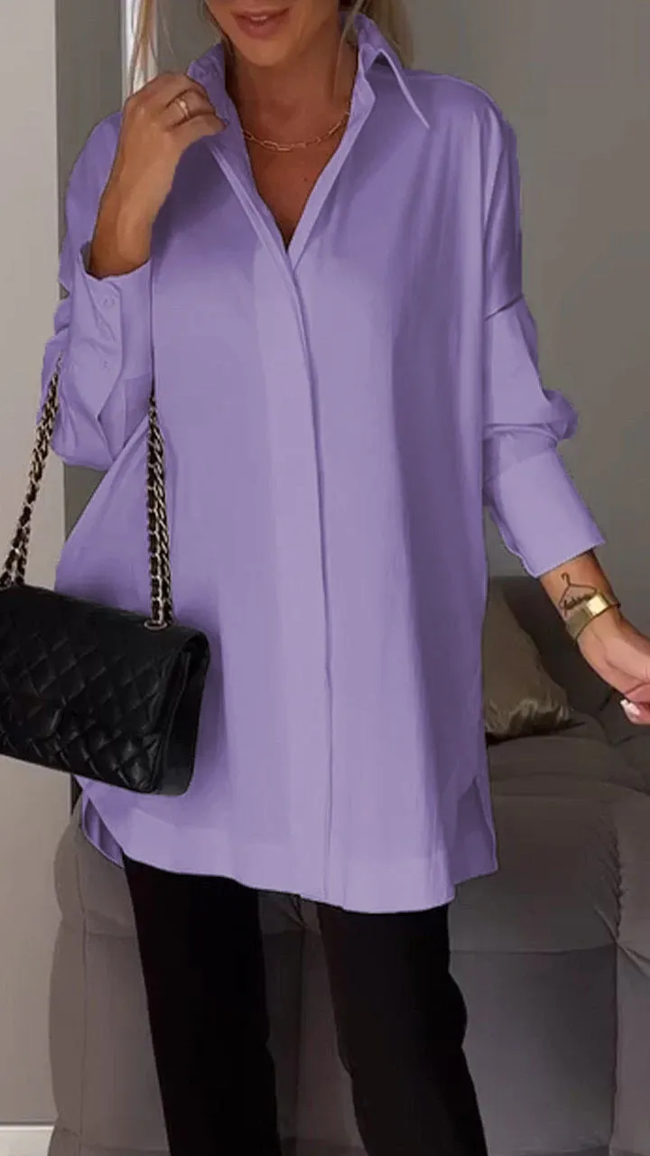 Mona | Elegant Long Blouse with Reverses for Ladies