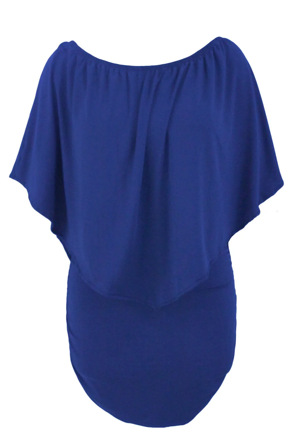 Multiple Dressing Layered Blue Mini Poncho Dress