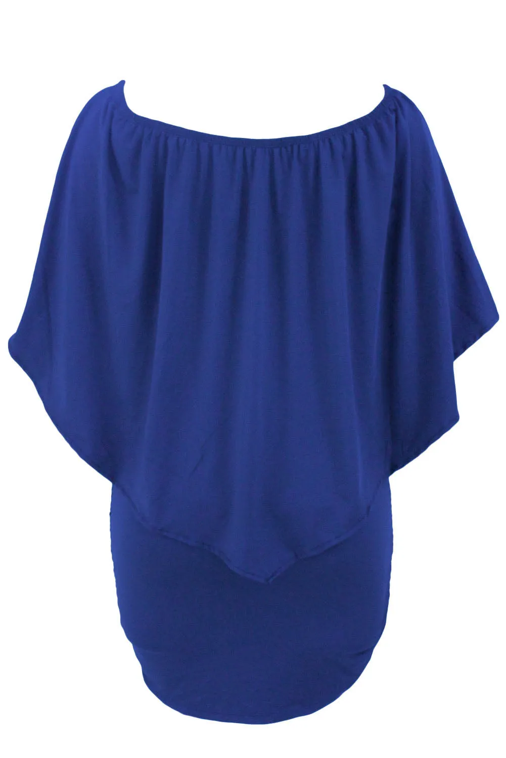 Multiple Dressing Layered Blue Mini Poncho Dress