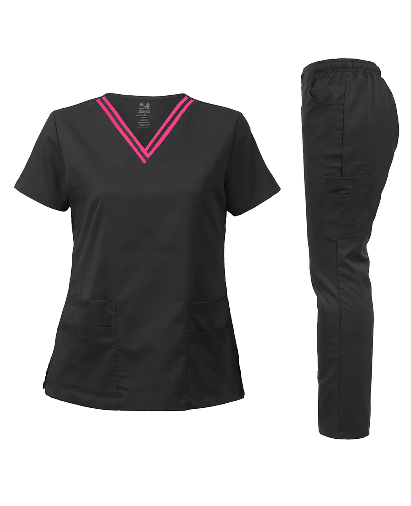 Natural Stretch Contrast V-Neck  Scrub Sets