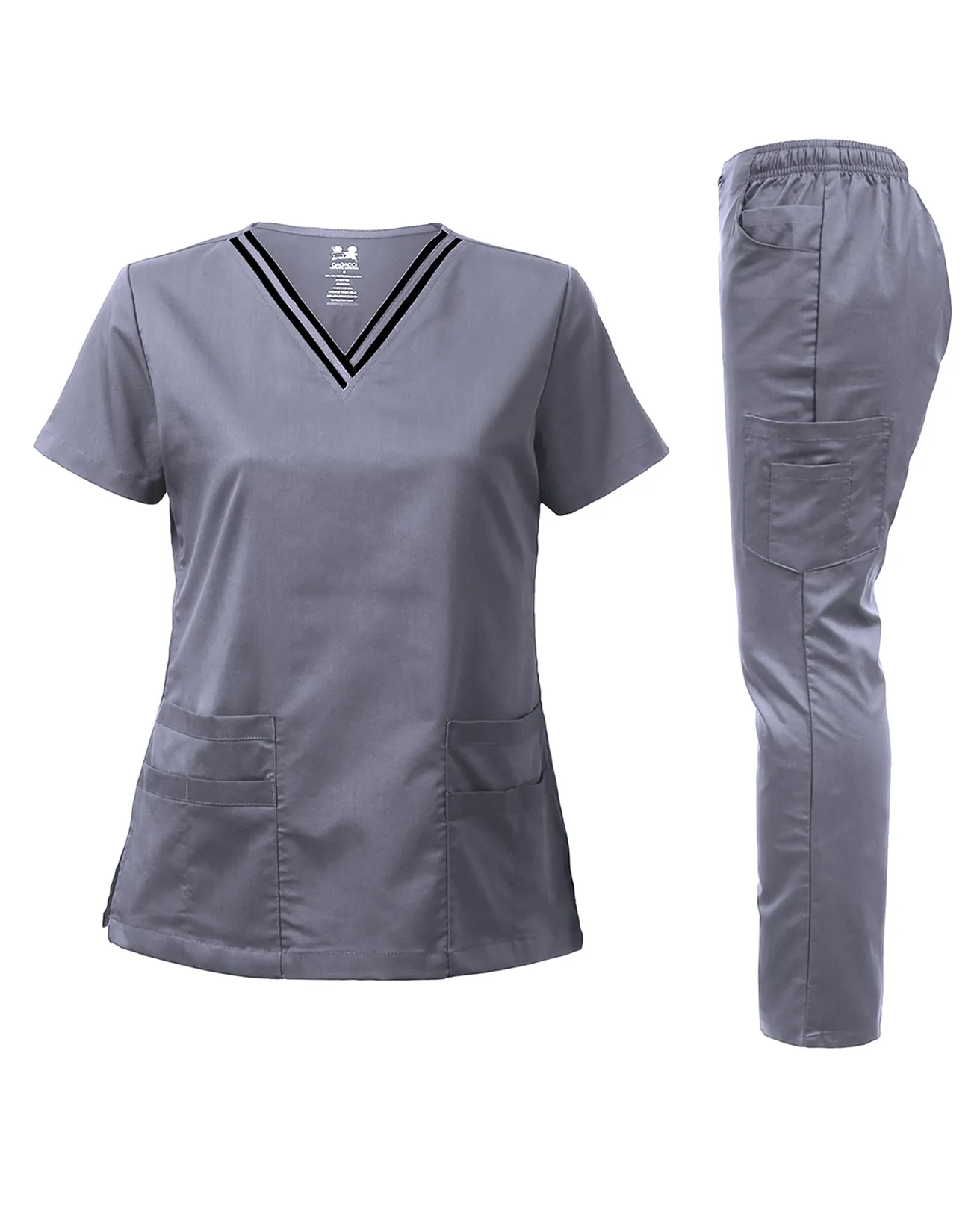 Natural Stretch Contrast V-Neck  Scrub Sets