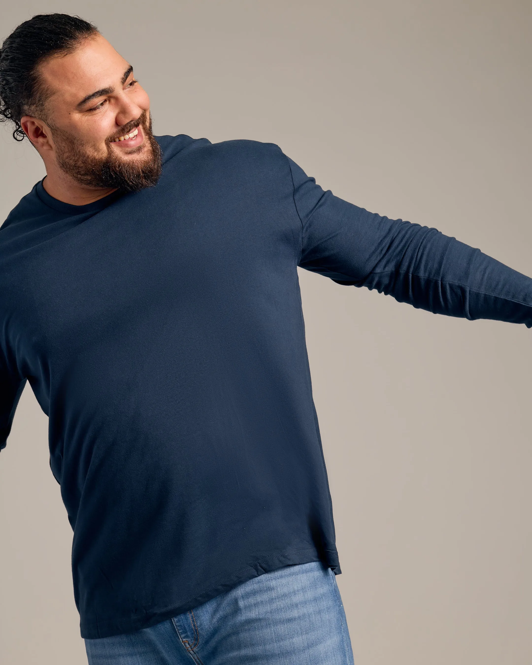 Navy Long Sleeve Crew Neck Tee