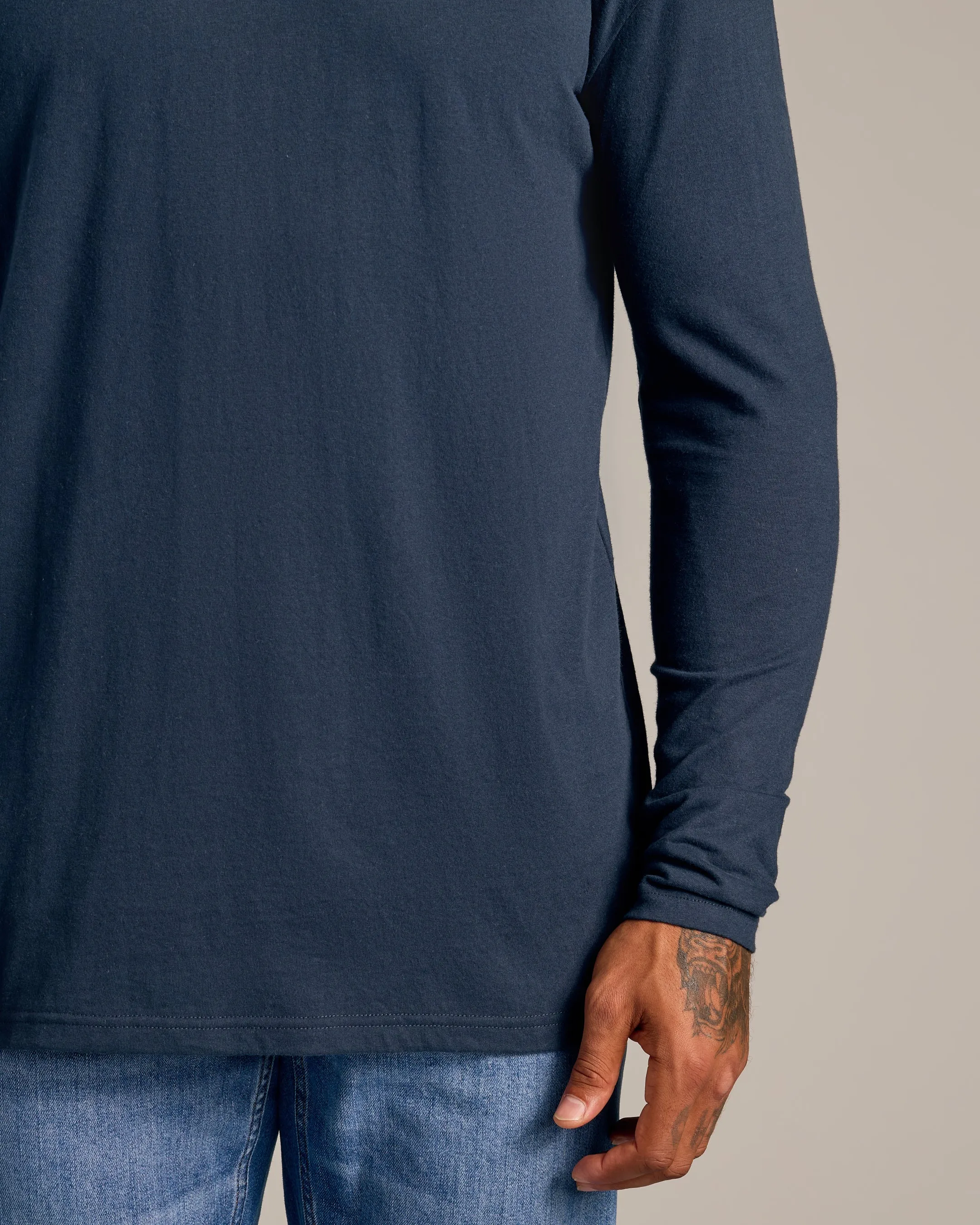 Navy Long Sleeve Crew Neck Tee