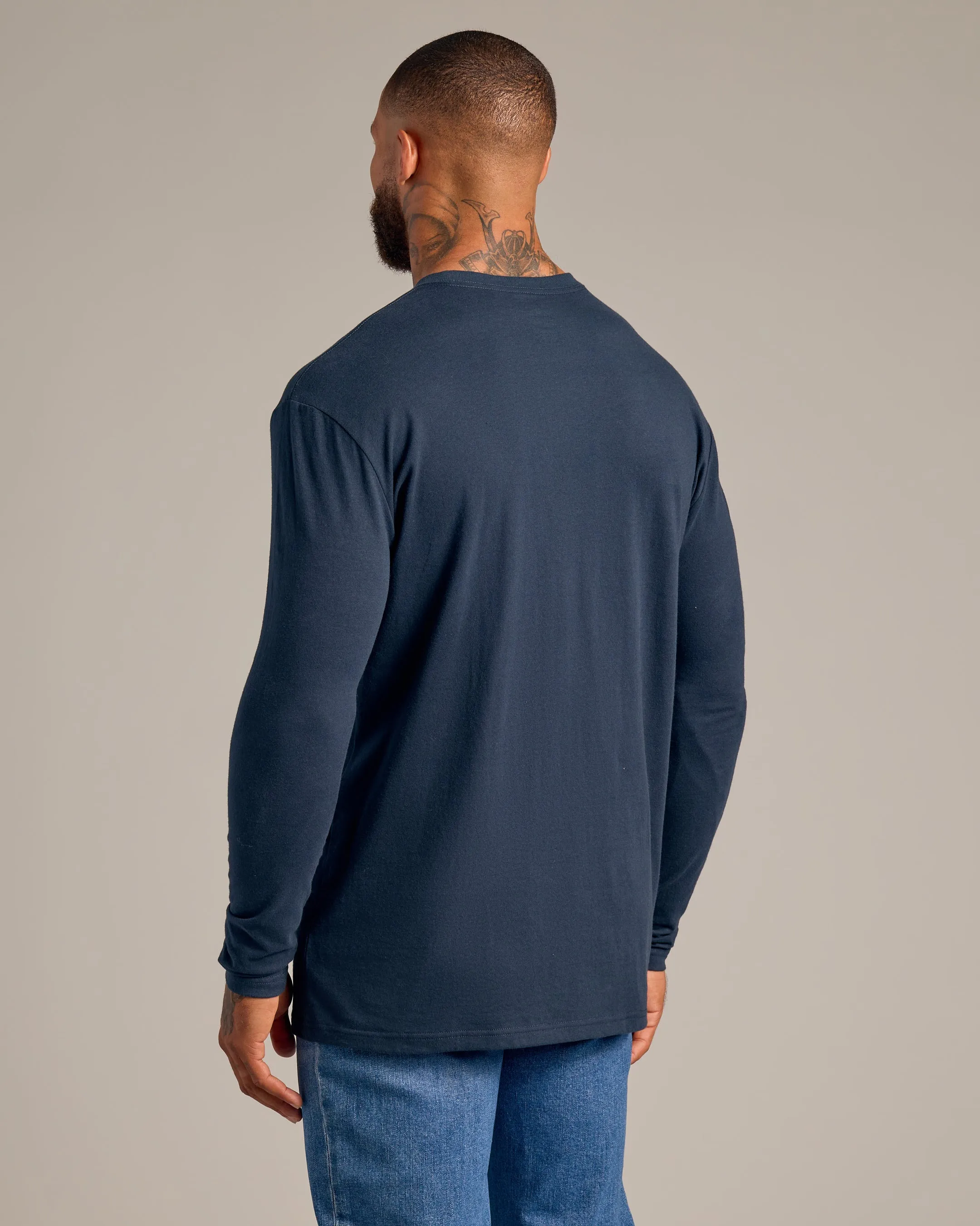 Navy Long Sleeve Crew Neck Tee