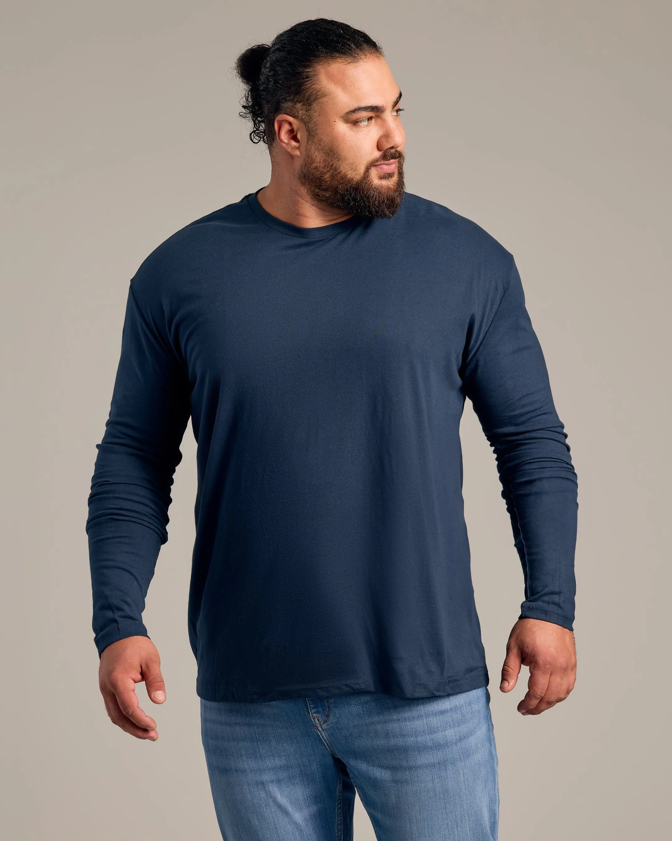 Navy Long Sleeve Crew Neck Tee