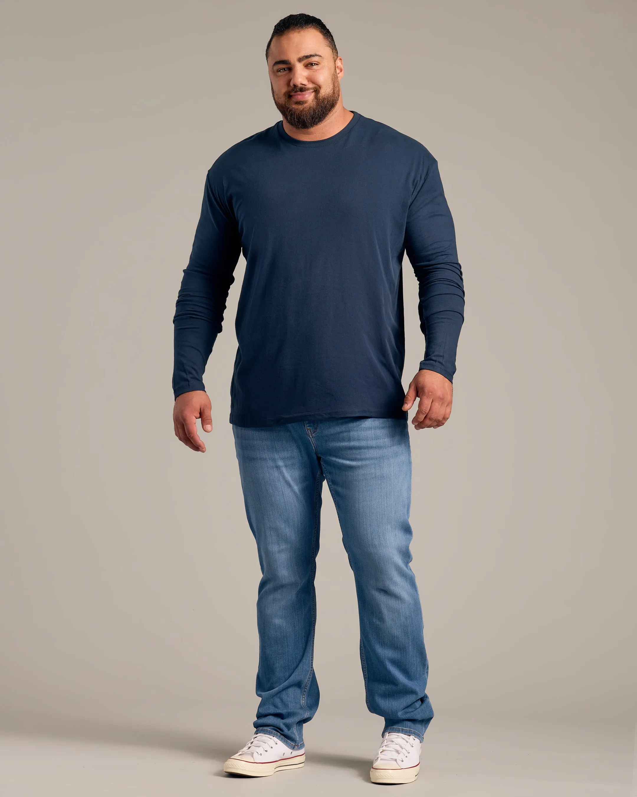 Navy Long Sleeve Crew Neck Tee