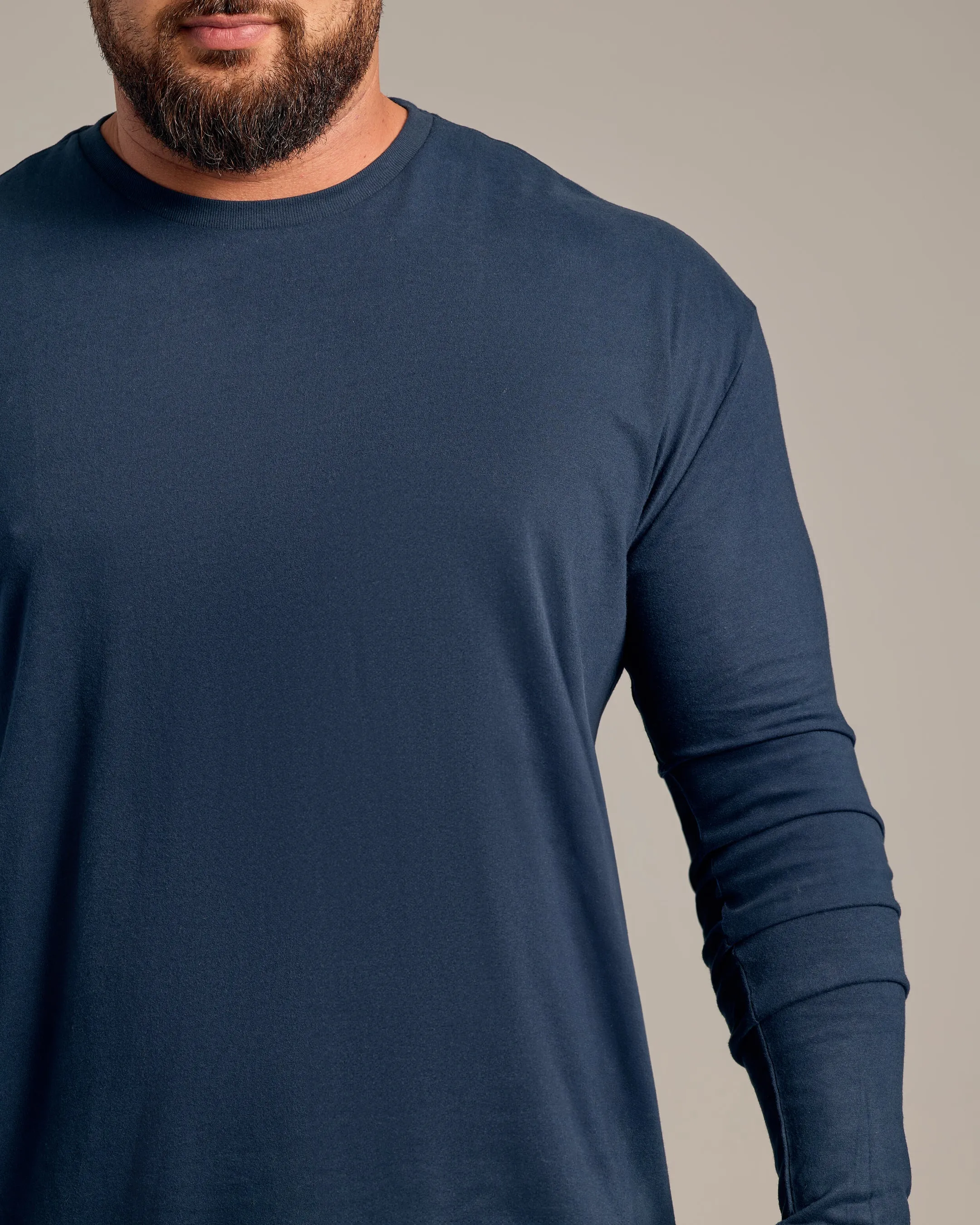 Navy Long Sleeve Crew Neck Tee