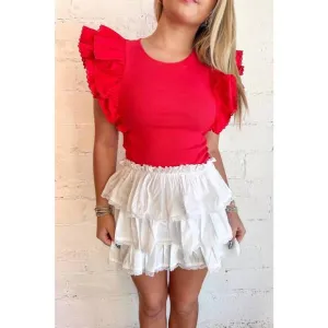 NEW DAY   MOON top tier ruffle skorts in white