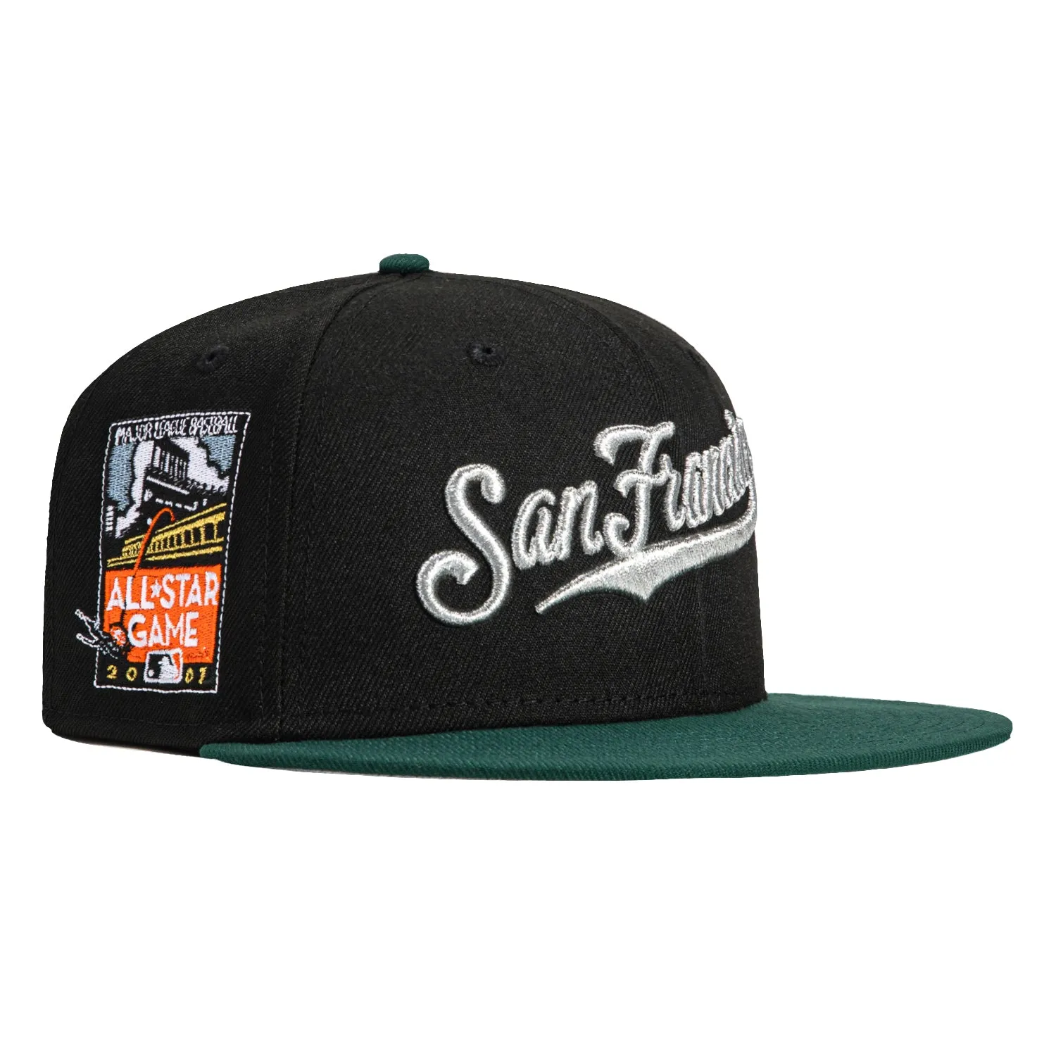 New Era 59Fifty Barbershop San Francisco Giants 2007 All Star Game Patch Script Hat - Black, Green, Metallic Silver