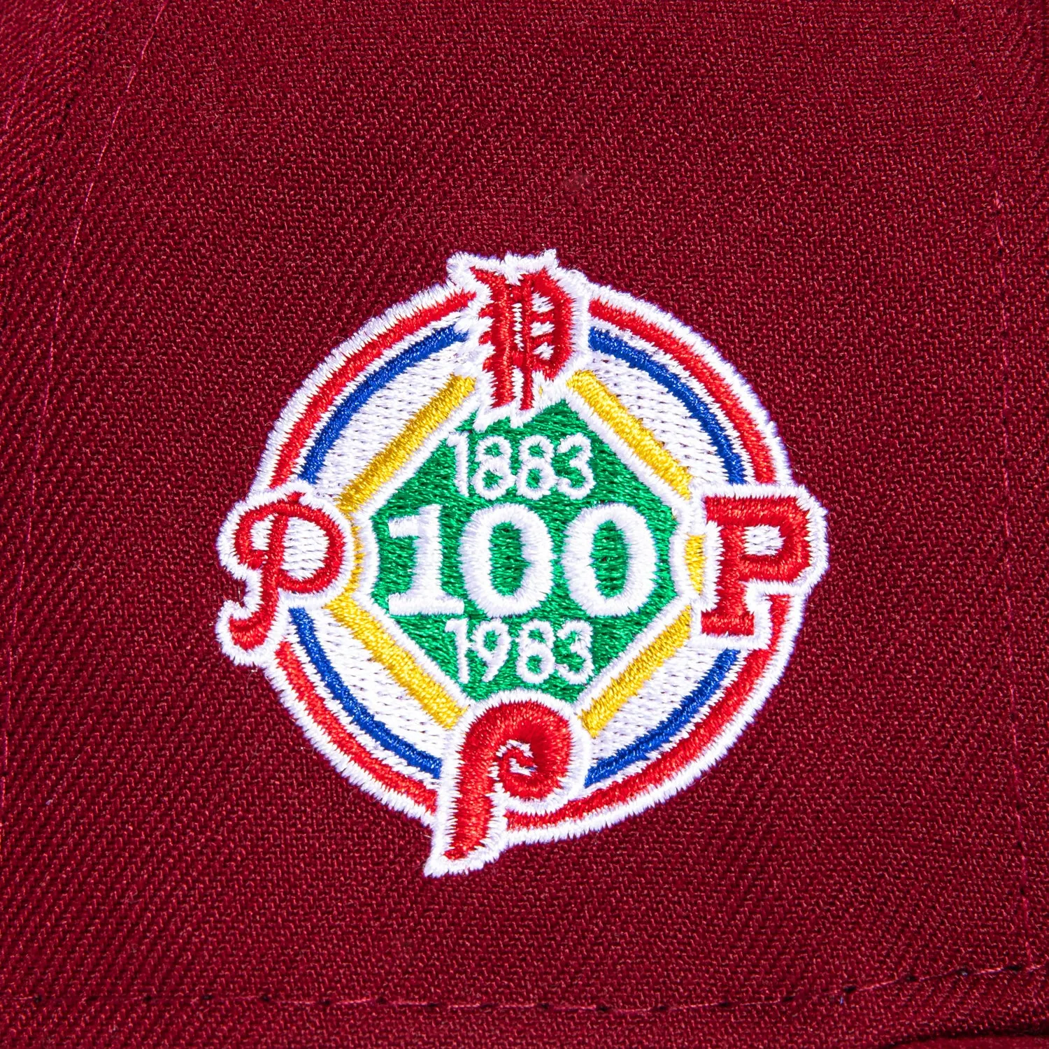 New Era 59Fifty Philadelphia Phillies 100th Anniversary Patch Logo Hat - Cardinal