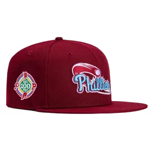 New Era 59Fifty Philadelphia Phillies 100th Anniversary Patch Logo Hat - Cardinal