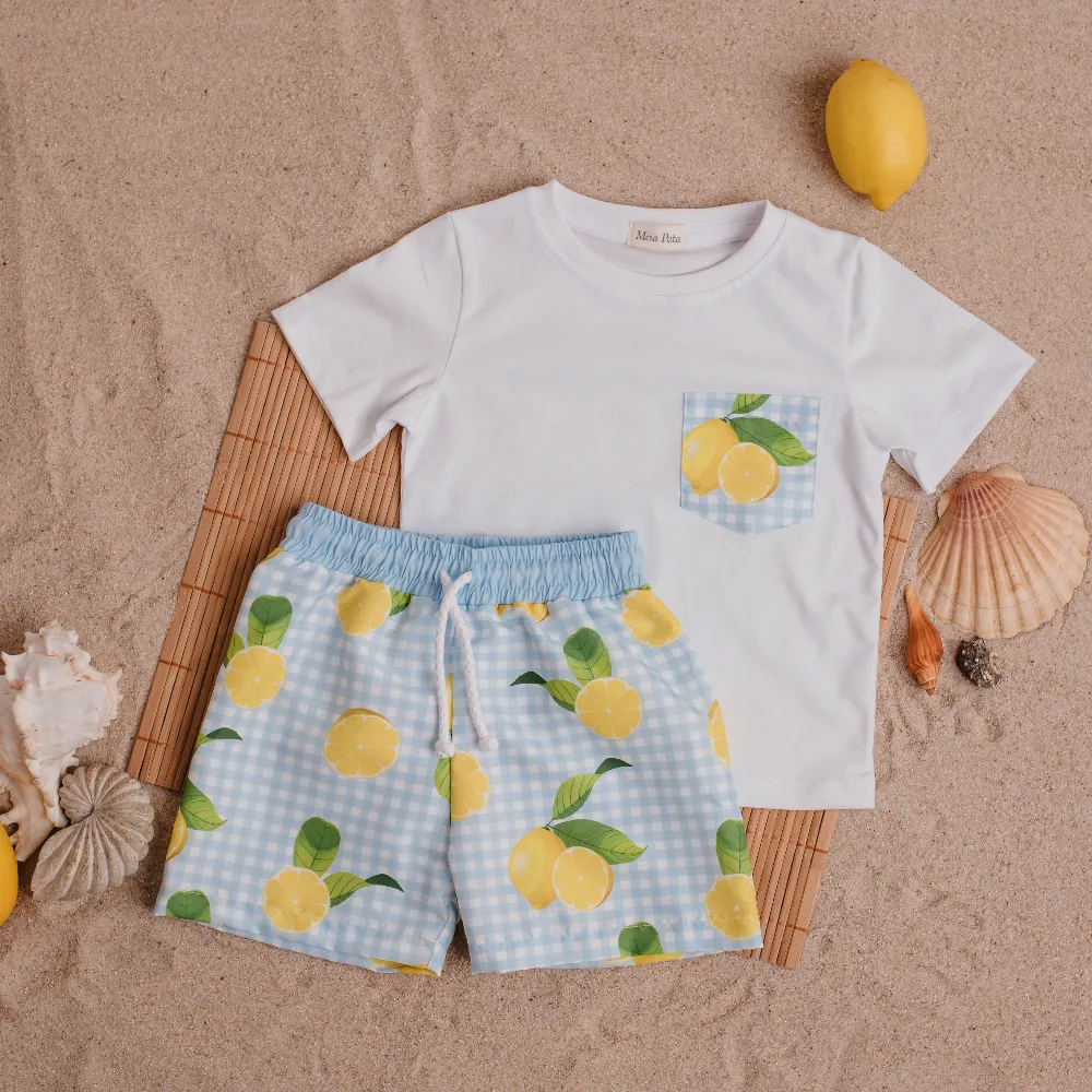 New In Meia Pata Boys Lemons T-Shirt & Swimming Shorts SS25