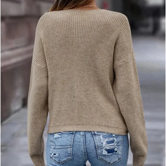 New wrap  cross over long sleeve sweater