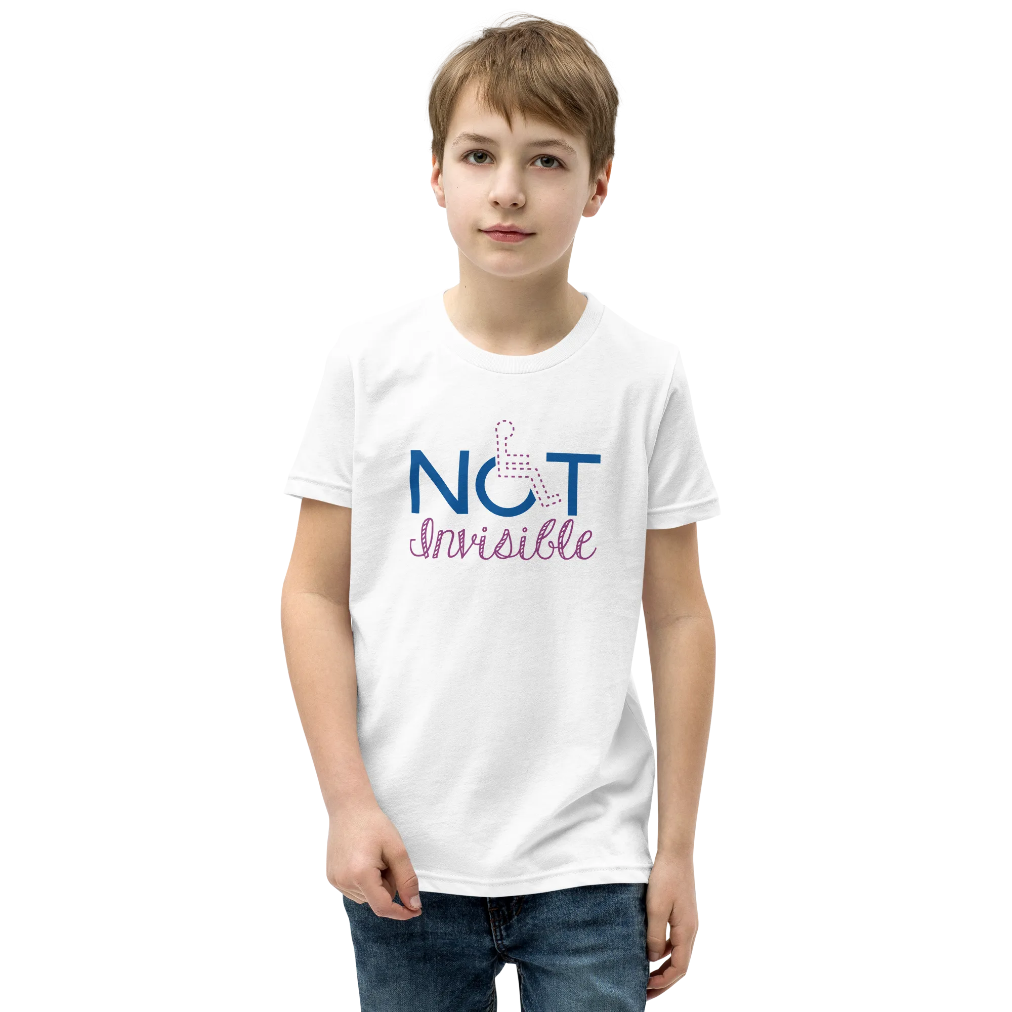 Not Invisible (Youth Light Color T-Shirts - Fancy Font)