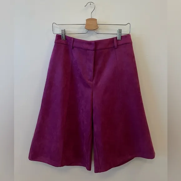 NWT Anthropologie Davina Faux Leather Culottes Purple sz. S