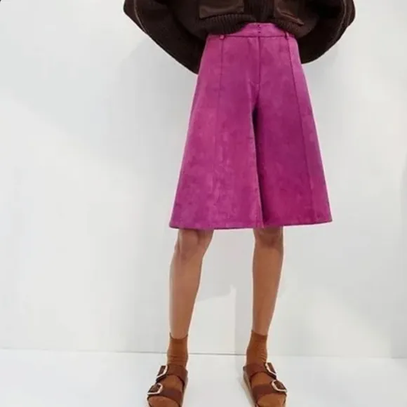 NWT Anthropologie Davina Faux Leather Culottes Purple sz. S