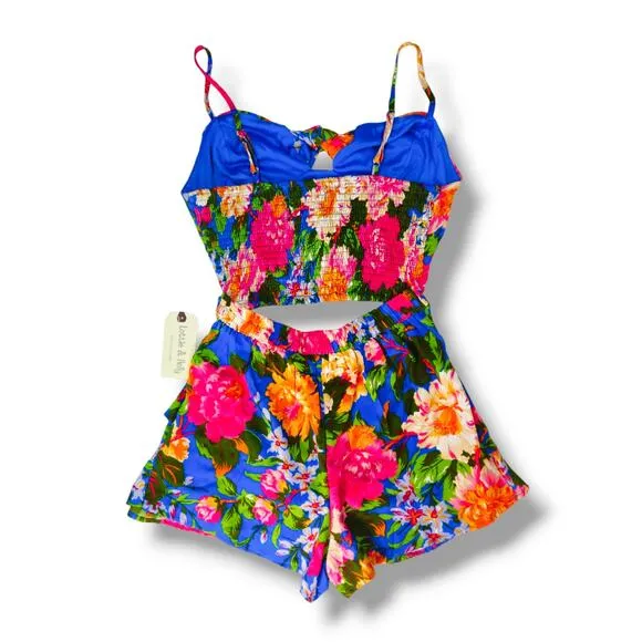 NWT B.O.G. Lottie &amp; Holly Coordinated 2pc Set Crop Top &amp; Skort Sz. M [8-10] Blue