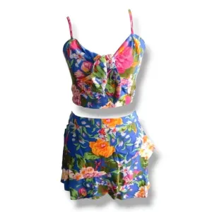 NWT B.O.G. Lottie &amp; Holly Coordinated 2pc Set Crop Top &amp; Skort Sz. M [8-10] Blue