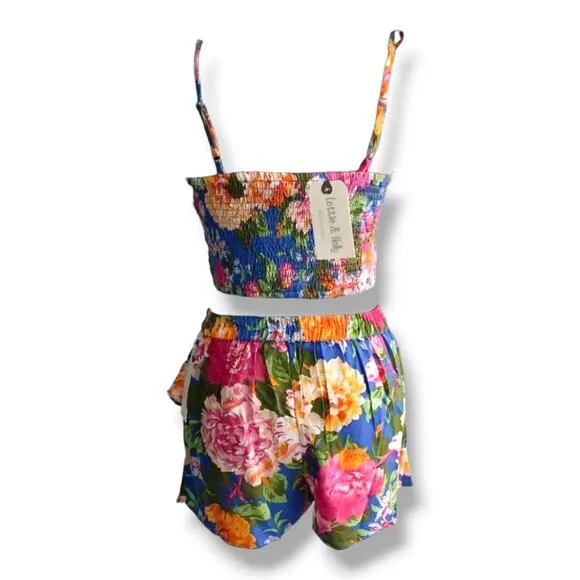 NWT B.O.G. Lottie &amp; Holly Coordinated 2pc Set Crop Top &amp; Skort Sz. M [8-10] Blue