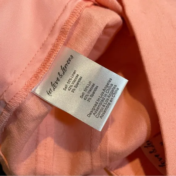 NWT For Love &amp; Lemons linen blend mango coral Millie Pleated shorts