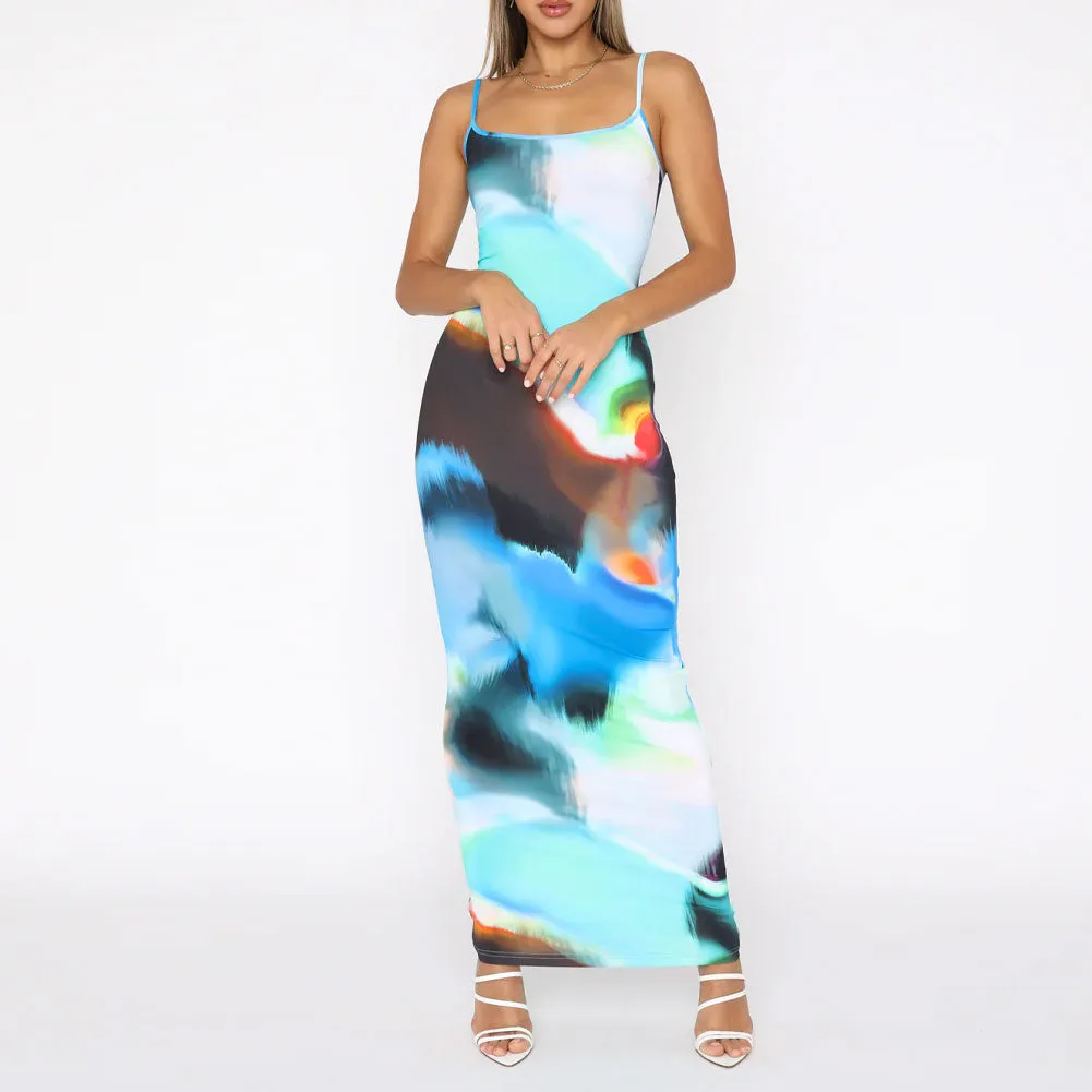 Obsidian Aura Print Maxi Dress