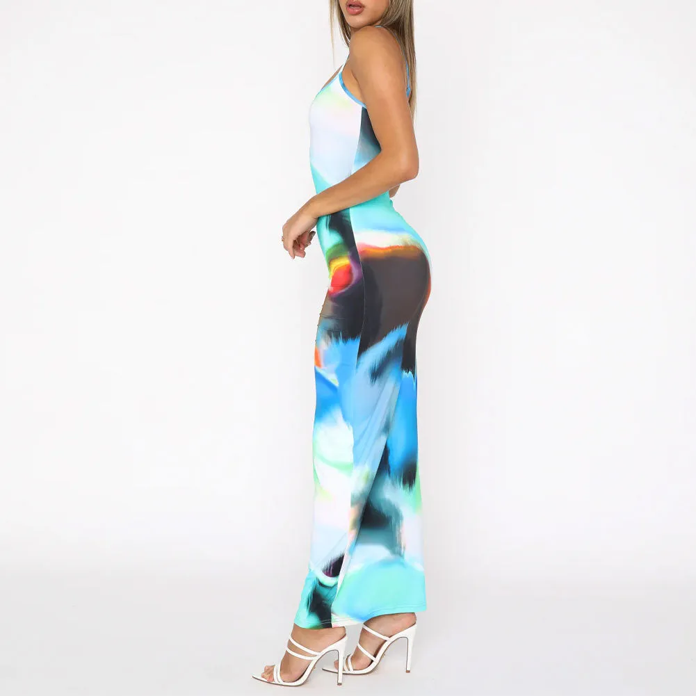 Obsidian Aura Print Maxi Dress