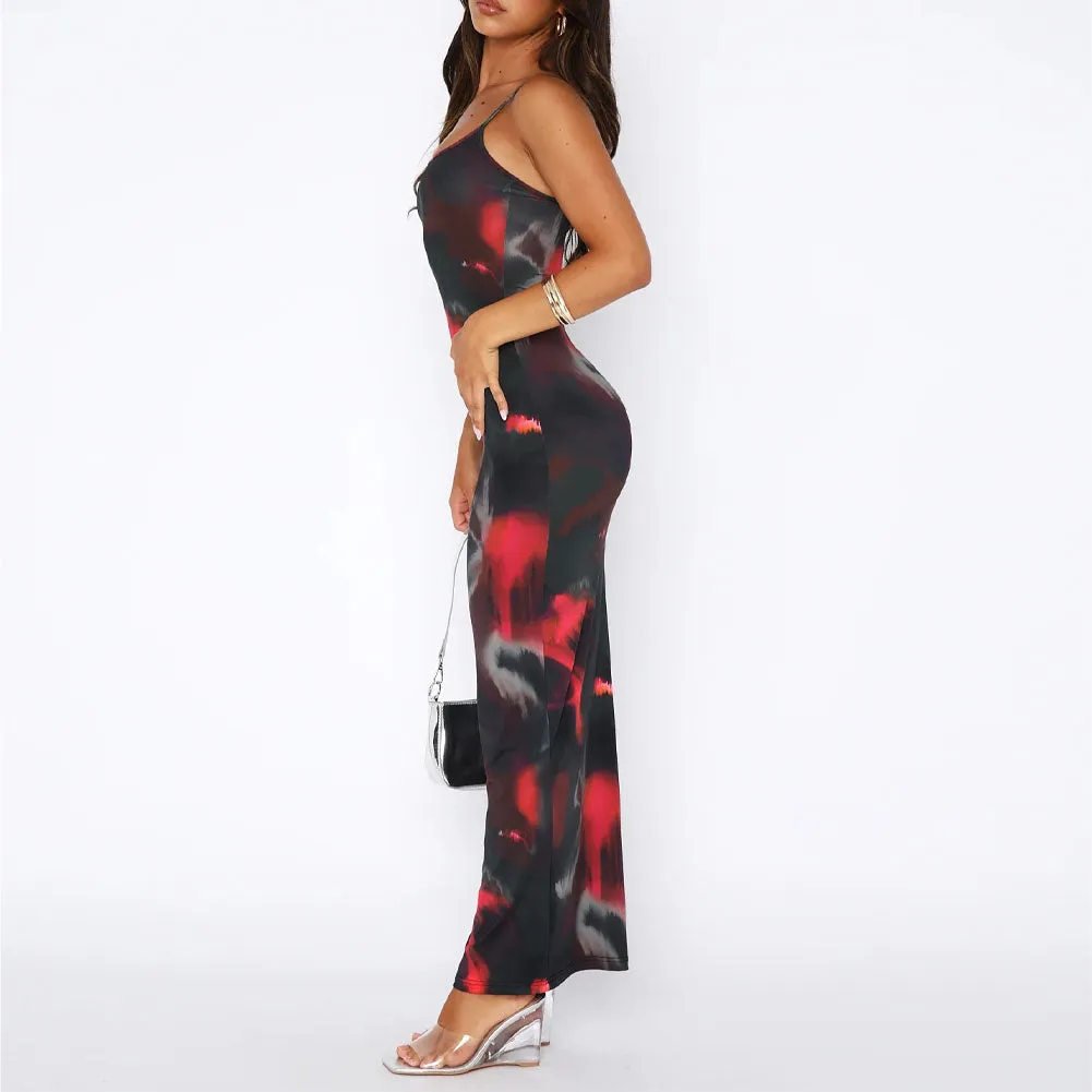 Obsidian Aura Print Maxi Dress