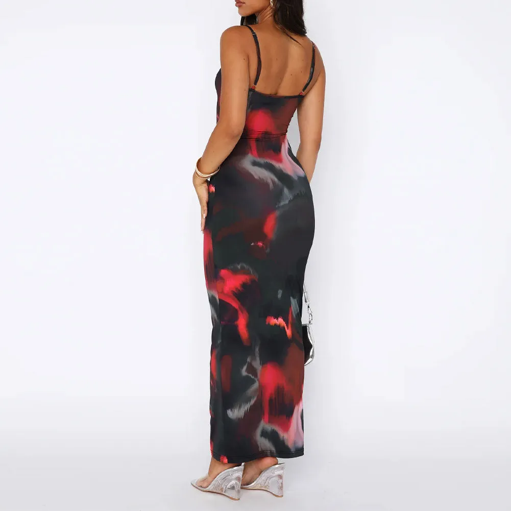 Obsidian Aura Print Maxi Dress