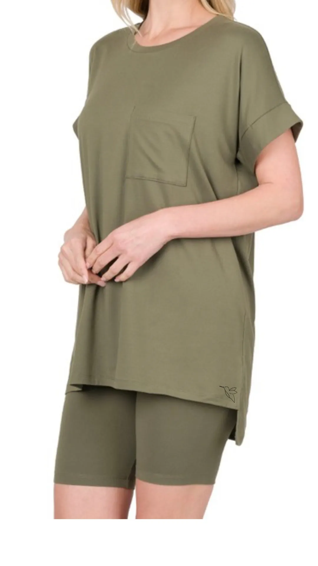 OLIVE BUTTERY SOFT CUFF SLEEVE TOP