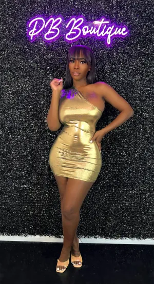 One-shoulder Metallic Hue Club Dresses