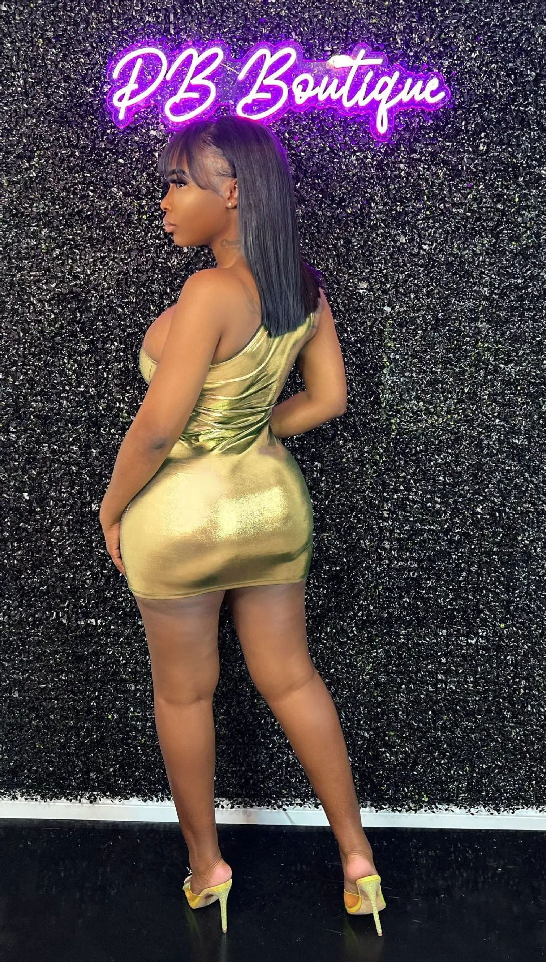 One-shoulder Metallic Hue Club Dresses