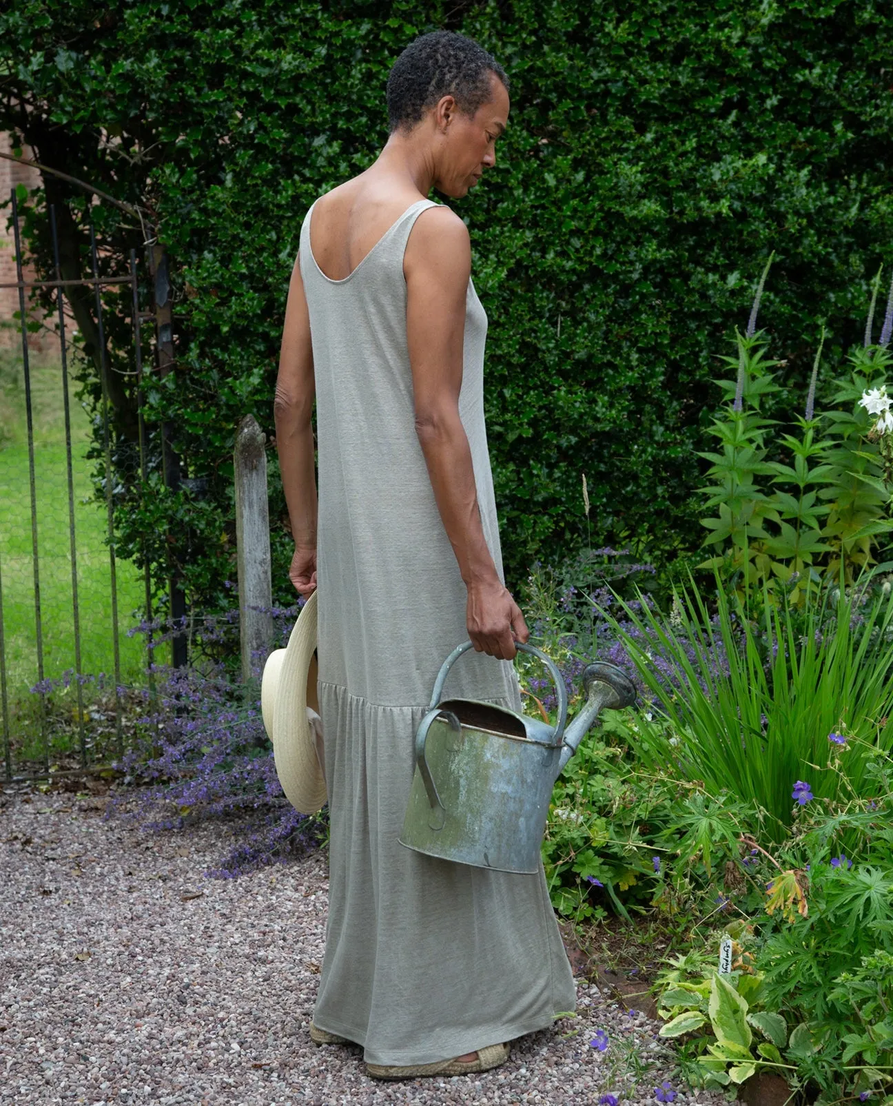 Opal Linen Jersey Dress in Olive