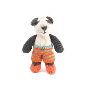 Organic Cotton Panda Toddler Soft Toy in Stripy Shorts