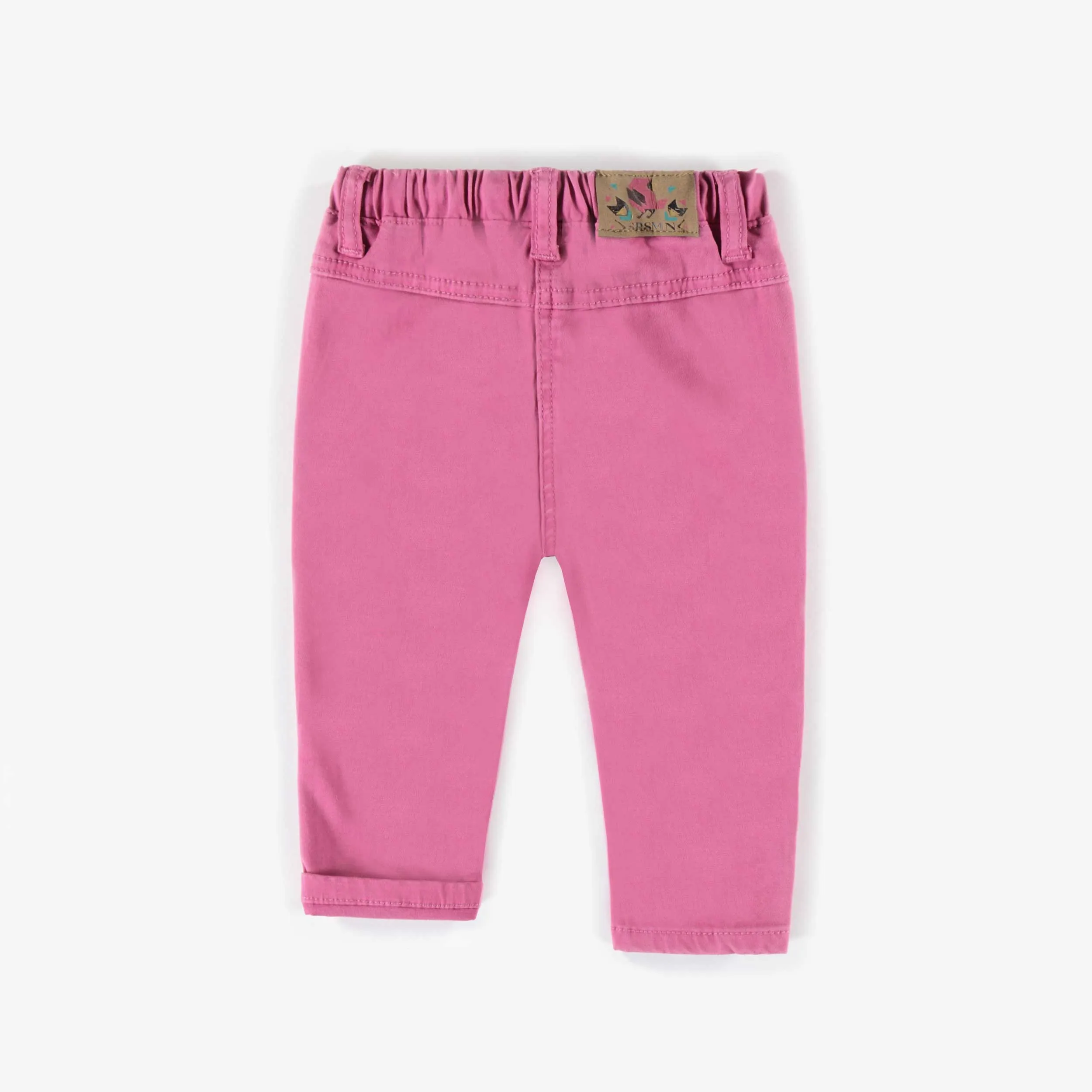 Pantalon rose en denim extensible coupe décontractée, bébé || Pink stretch relaxed fit denim pants, baby