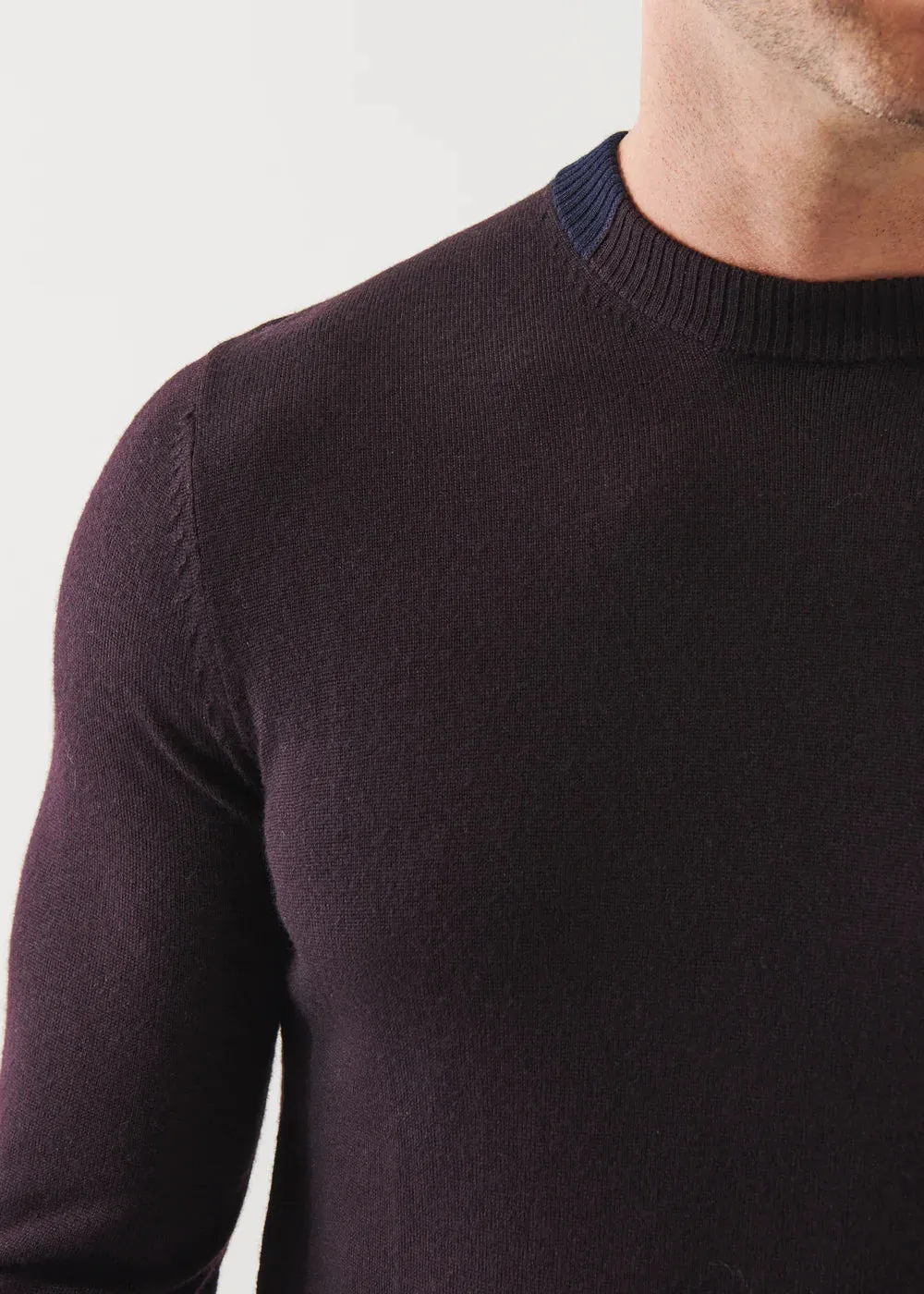 PATRICK ASSARAF Collar Contrast Crew Sweater | Bordeaux