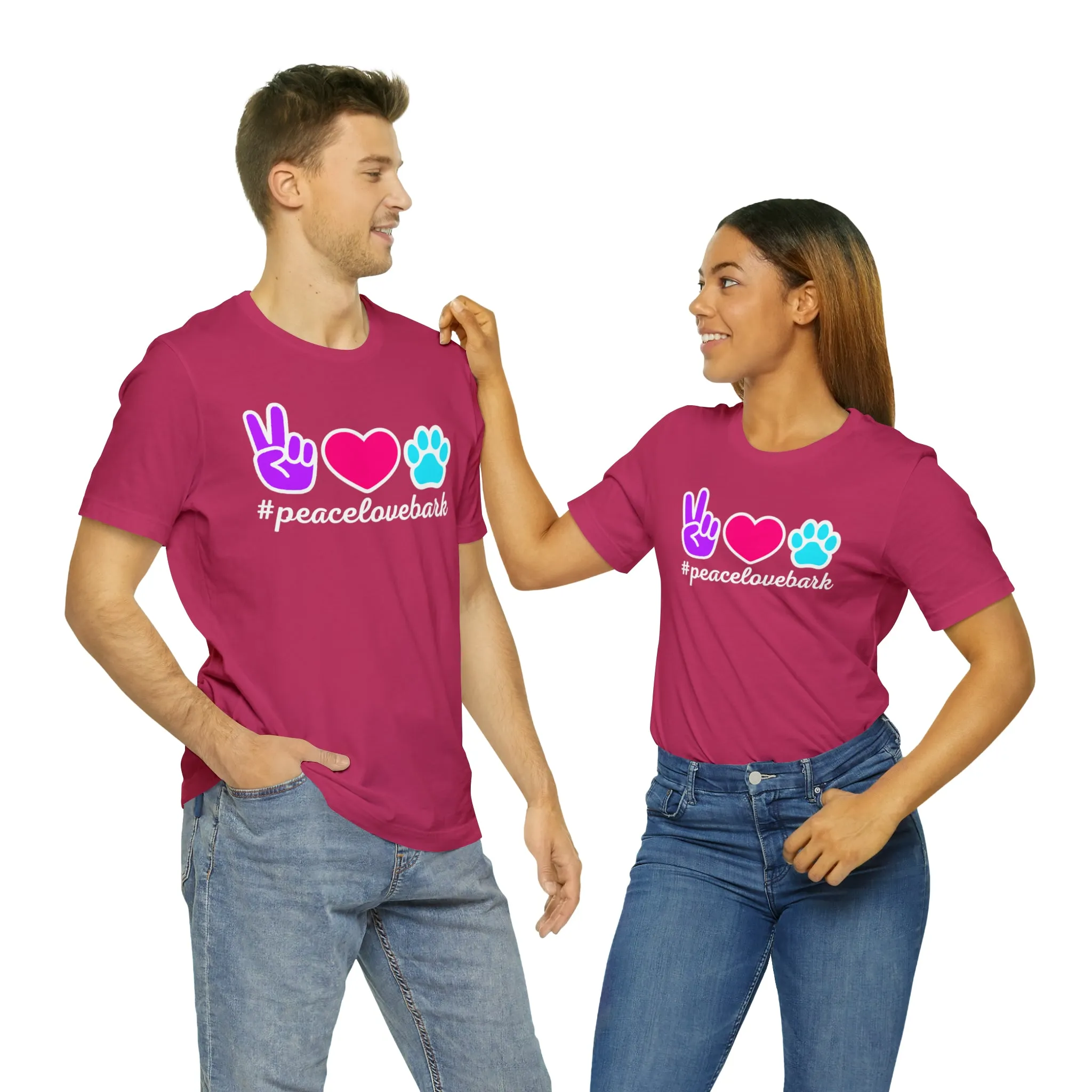 Peace Love Bark Dog T-Shirt | Funny Dog Tee |  Bella Canvas 3001 Unisex | Dog Lovers Short Sleeve Tshirt