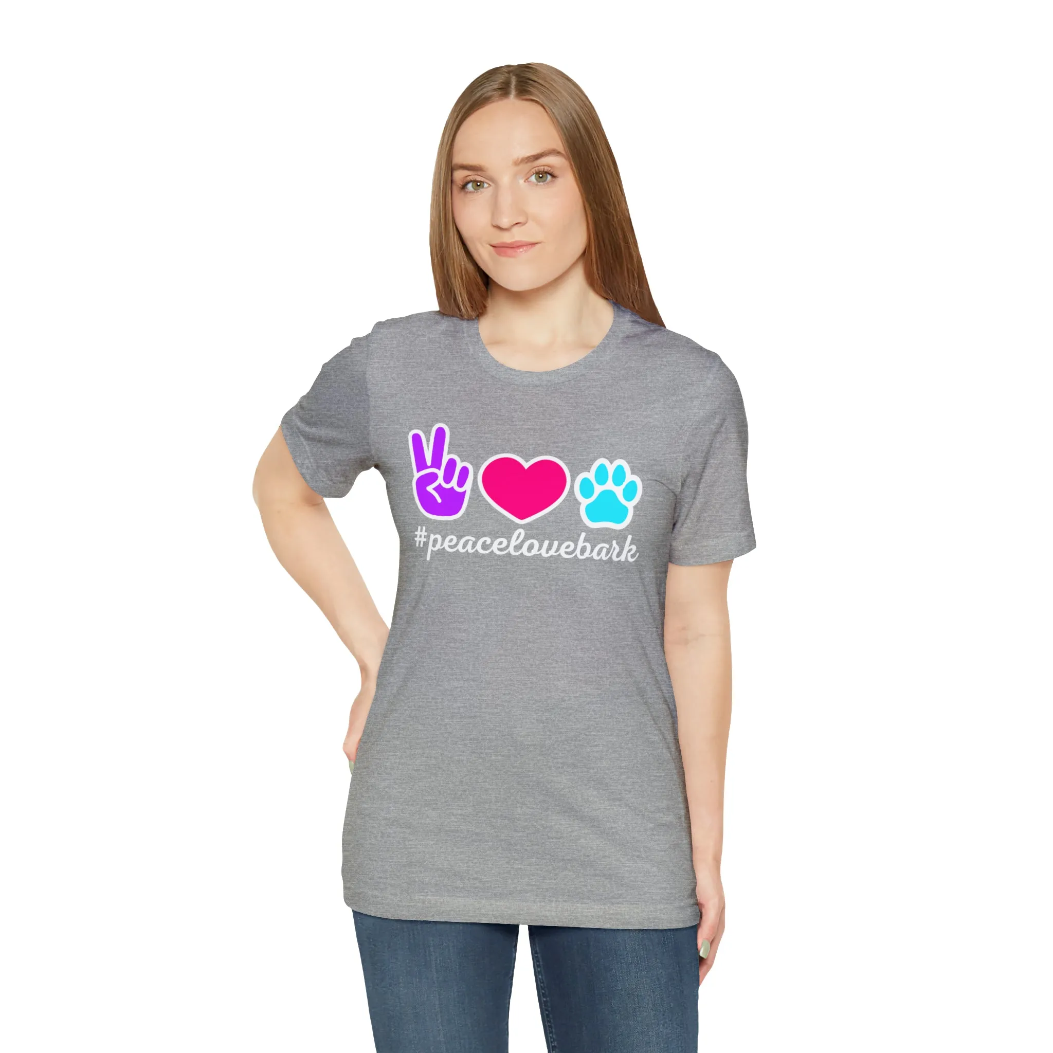 Peace Love Bark Dog T-Shirt | Funny Dog Tee |  Bella Canvas 3001 Unisex | Dog Lovers Short Sleeve Tshirt