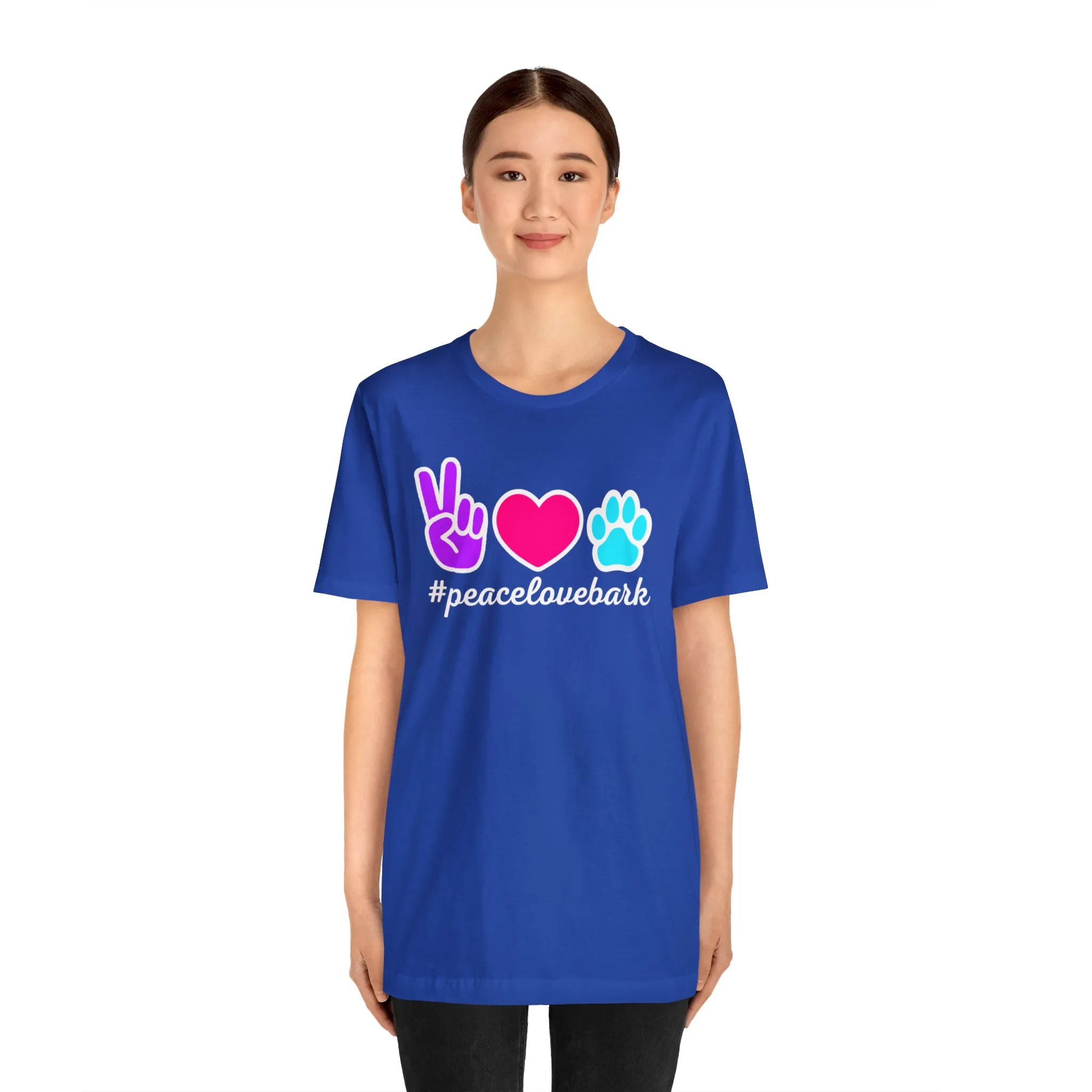 Peace Love Bark Dog T-Shirt | Funny Dog Tee |  Bella Canvas 3001 Unisex | Dog Lovers Short Sleeve Tshirt