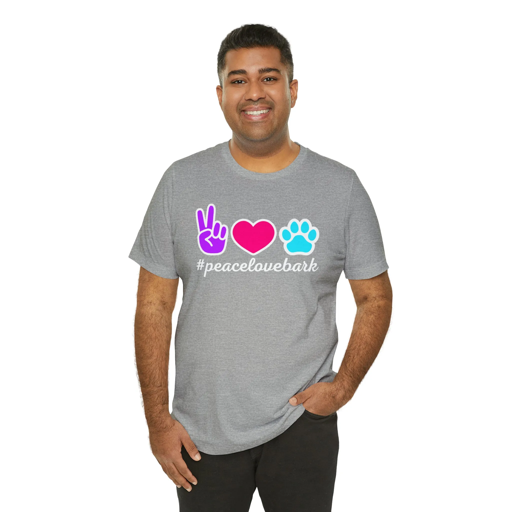 Peace Love Bark Dog T-Shirt | Funny Dog Tee |  Bella Canvas 3001 Unisex | Dog Lovers Short Sleeve Tshirt