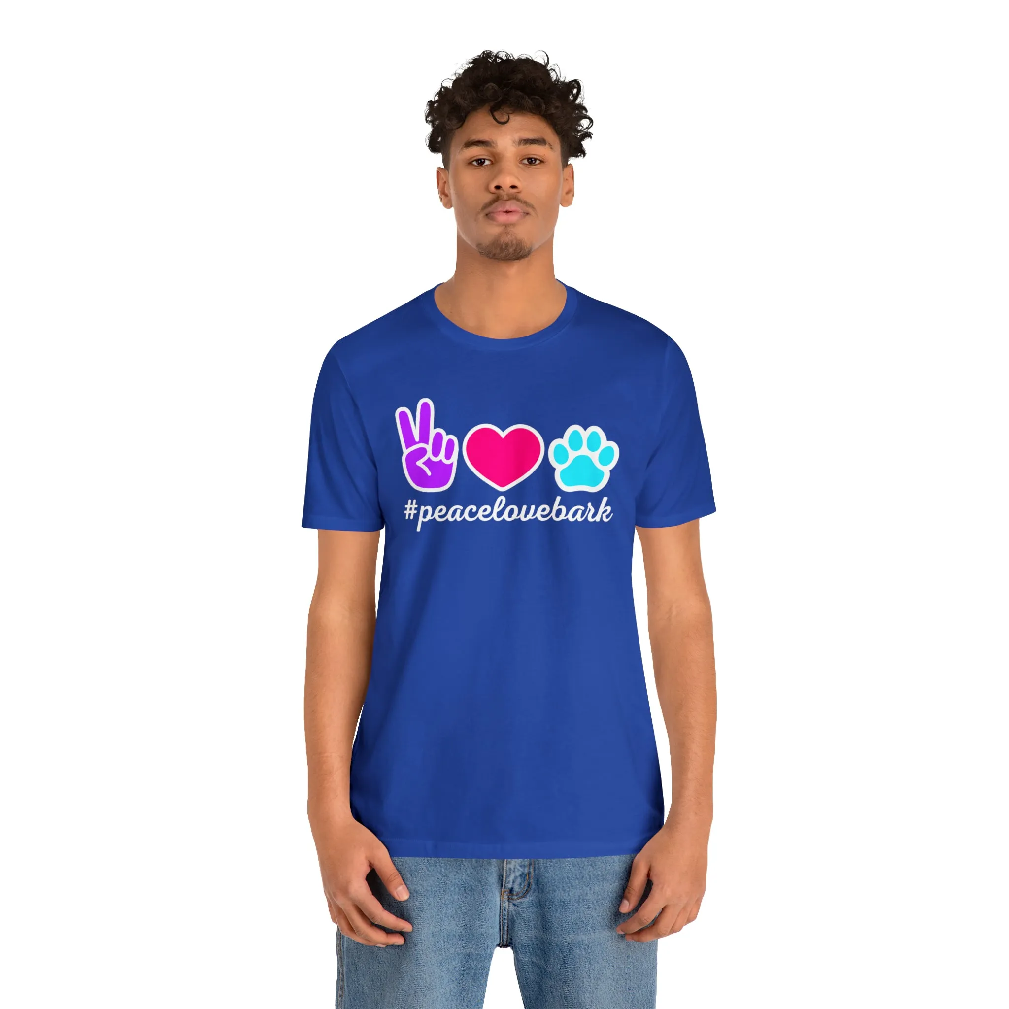 Peace Love Bark Dog T-Shirt | Funny Dog Tee |  Bella Canvas 3001 Unisex | Dog Lovers Short Sleeve Tshirt