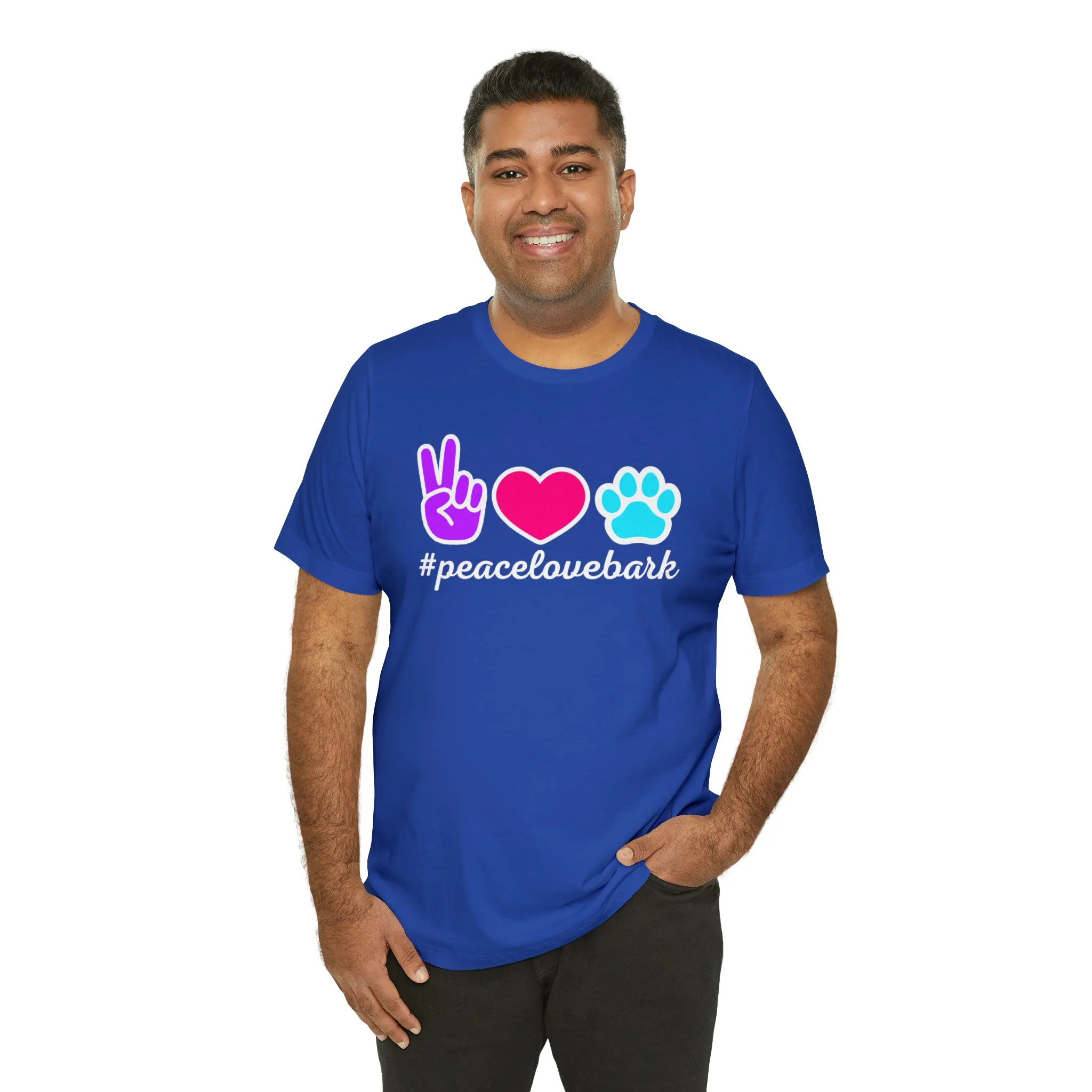 Peace Love Bark Dog T-Shirt | Funny Dog Tee |  Bella Canvas 3001 Unisex | Dog Lovers Short Sleeve Tshirt