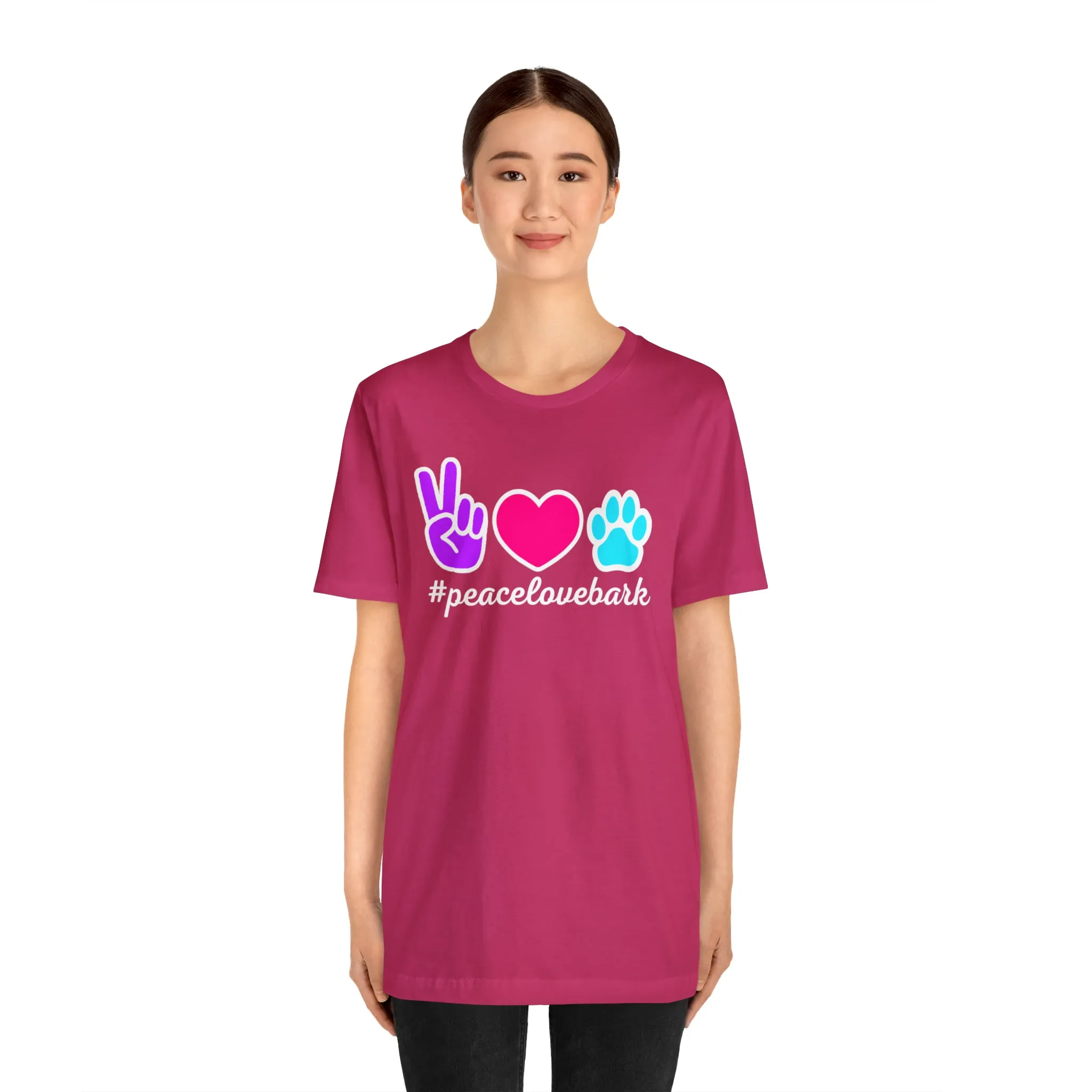 Peace Love Bark Dog T-Shirt | Funny Dog Tee |  Bella Canvas 3001 Unisex | Dog Lovers Short Sleeve Tshirt