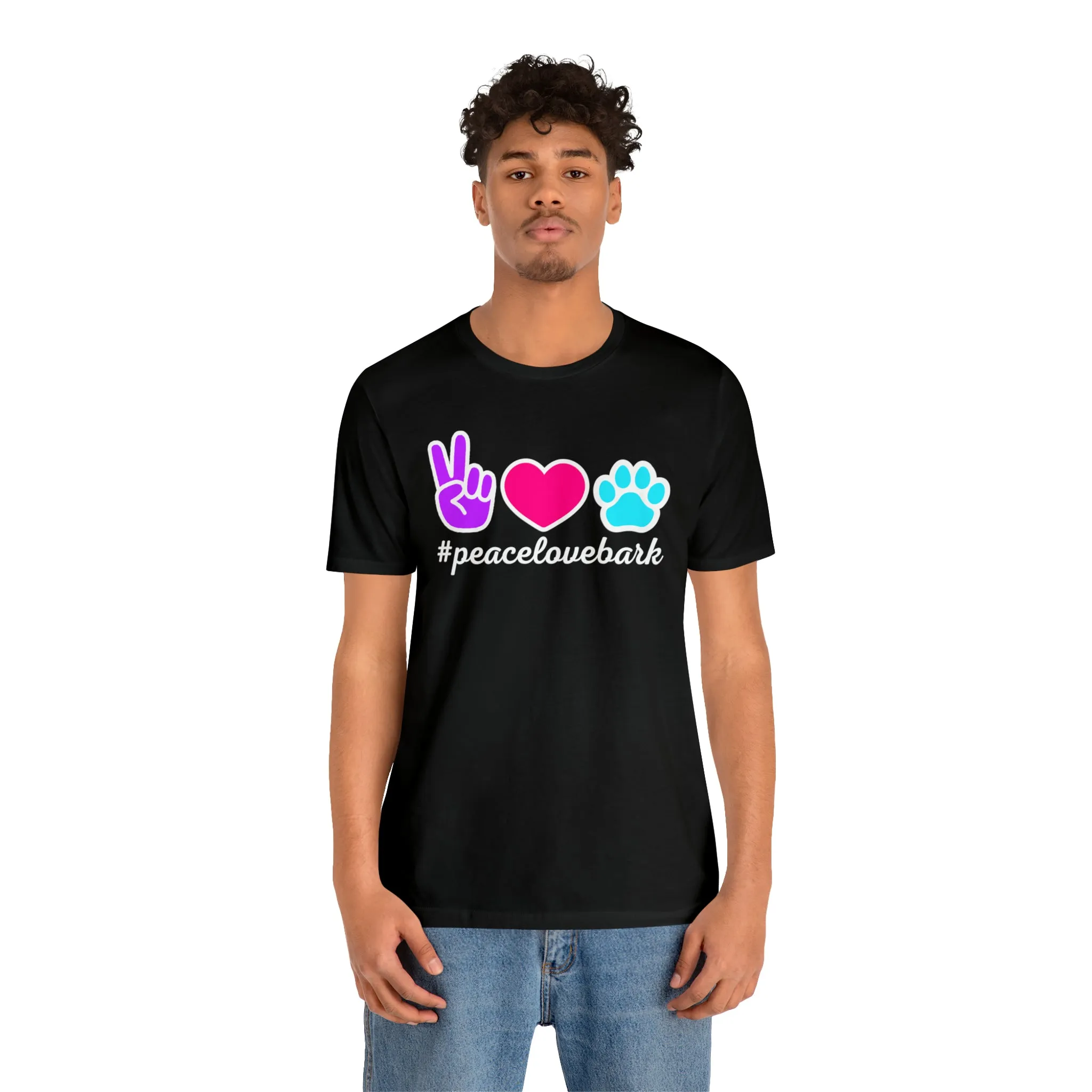 Peace Love Bark Dog T-Shirt | Funny Dog Tee |  Bella Canvas 3001 Unisex | Dog Lovers Short Sleeve Tshirt