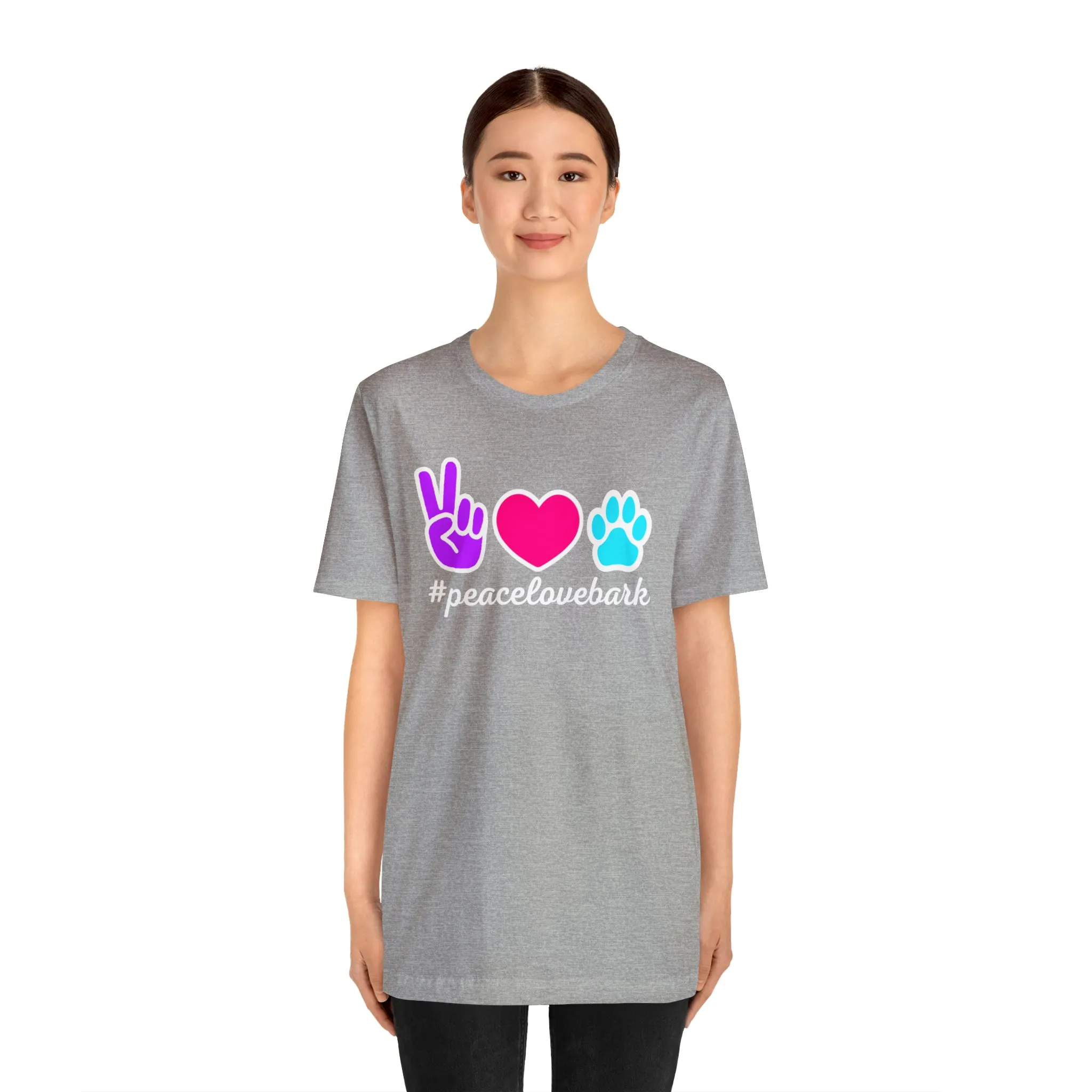 Peace Love Bark Dog T-Shirt | Funny Dog Tee |  Bella Canvas 3001 Unisex | Dog Lovers Short Sleeve Tshirt