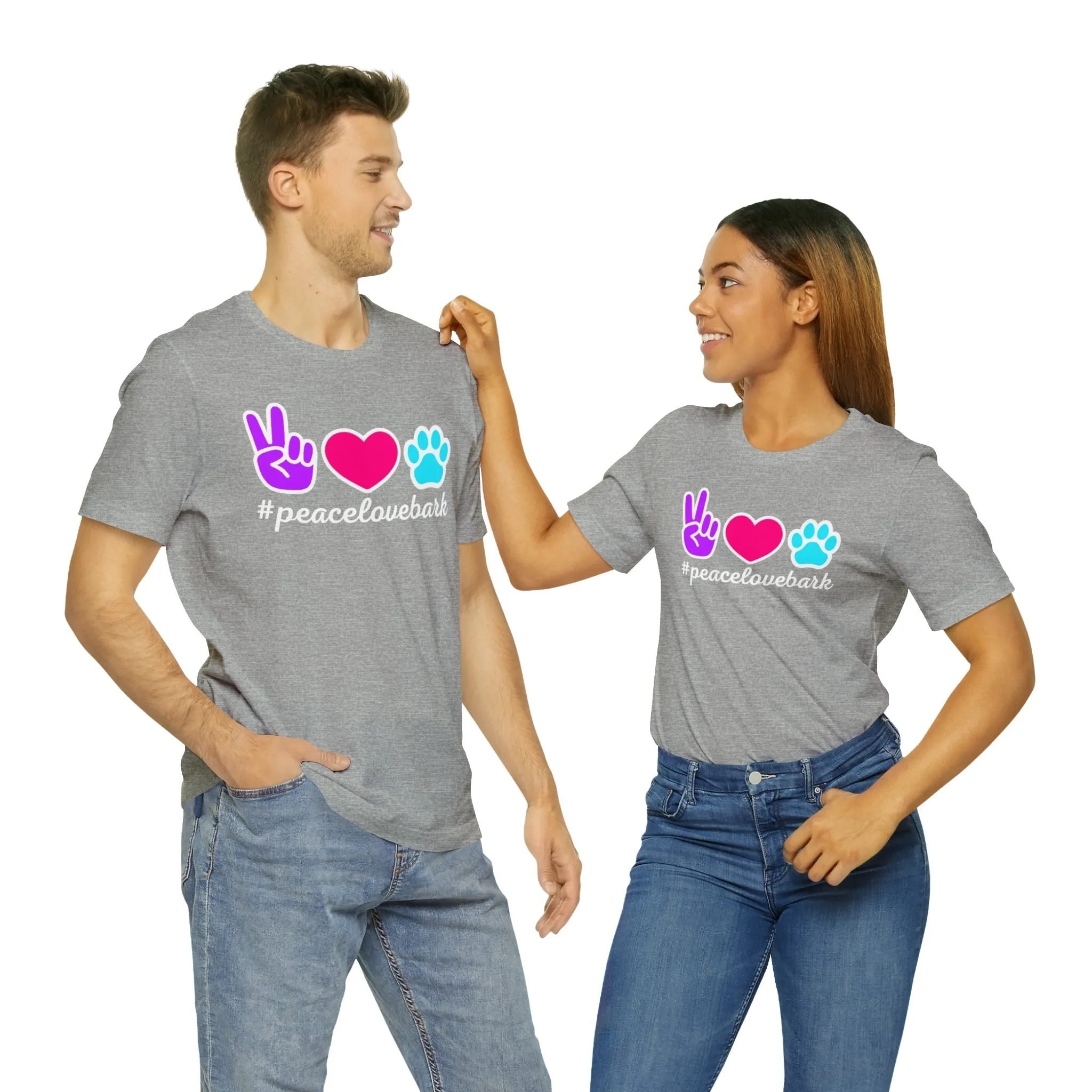 Peace Love Bark Dog T-Shirt | Funny Dog Tee |  Bella Canvas 3001 Unisex | Dog Lovers Short Sleeve Tshirt