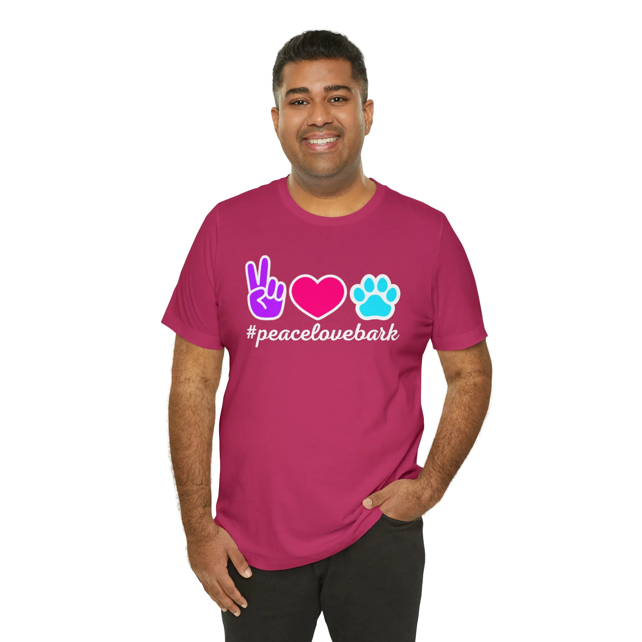 Peace Love Bark Dog T-Shirt | Funny Dog Tee |  Bella Canvas 3001 Unisex | Dog Lovers Short Sleeve Tshirt