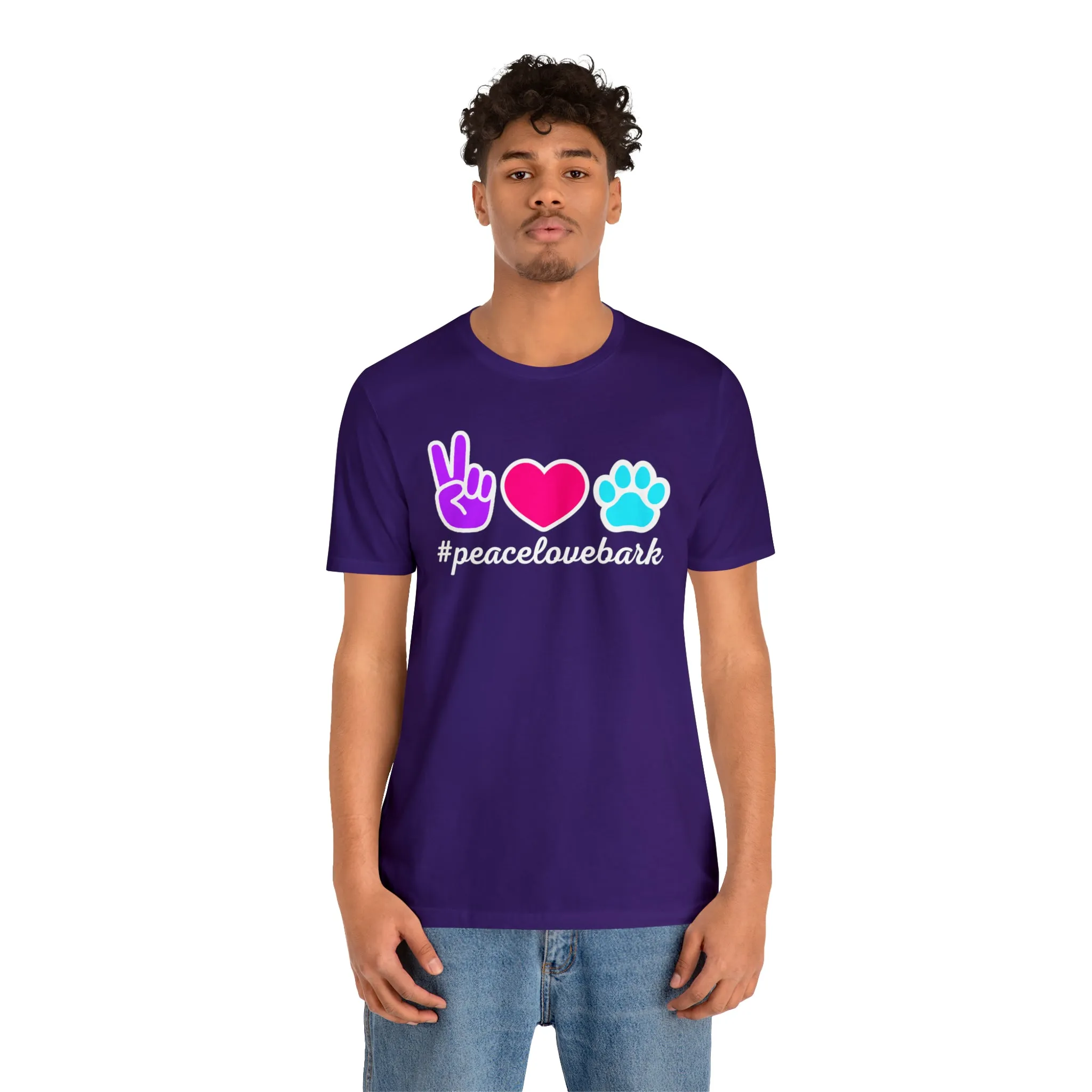 Peace Love Bark Dog T-Shirt | Funny Dog Tee |  Bella Canvas 3001 Unisex | Dog Lovers Short Sleeve Tshirt